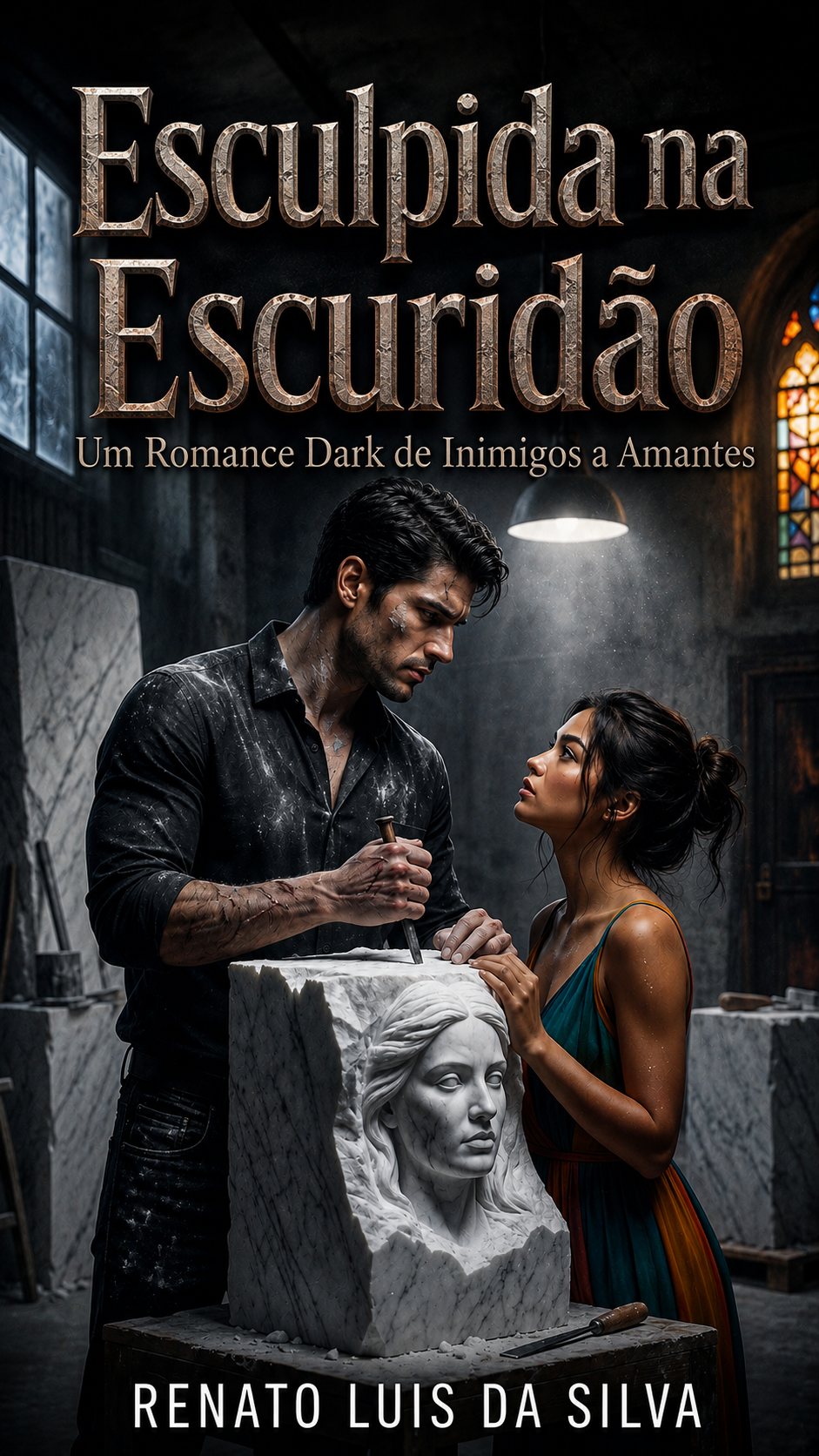 Capa do livro Esculpida na Escuridão, de Renato Luis da Silva